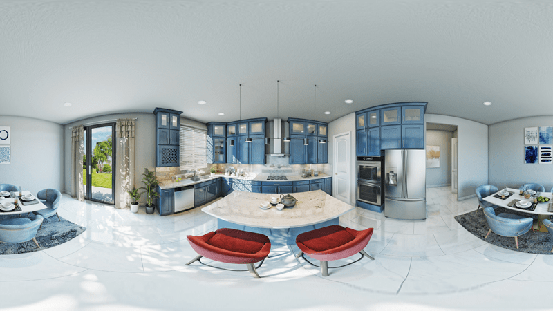 Interior Kitchen and Dinning Panorama